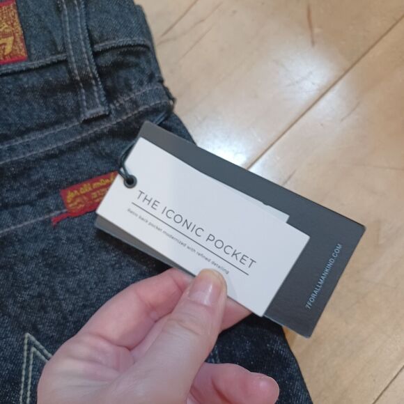 NWT 7 FOR ALL MANKIND Mens Off Black Vintage Button Fly Straight Leg Jeans 32x32 - Picture 4 of 12